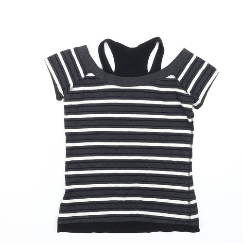 Everlast Women's Black Striped T-Shirt Size 10