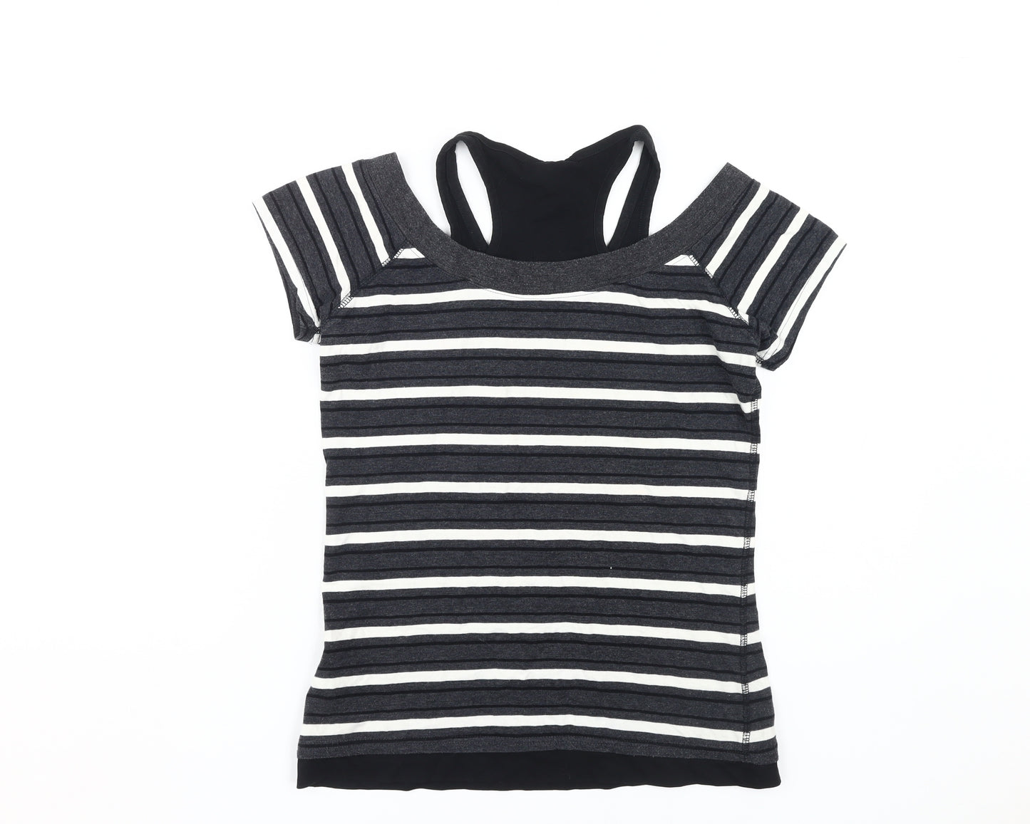 Everlast Women's Black Striped T-Shirt Size 10