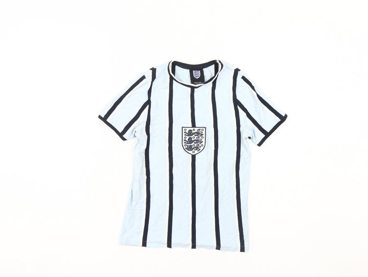 Boys Blue Striped England T-Shirt 8-9 Years Cotton Casual