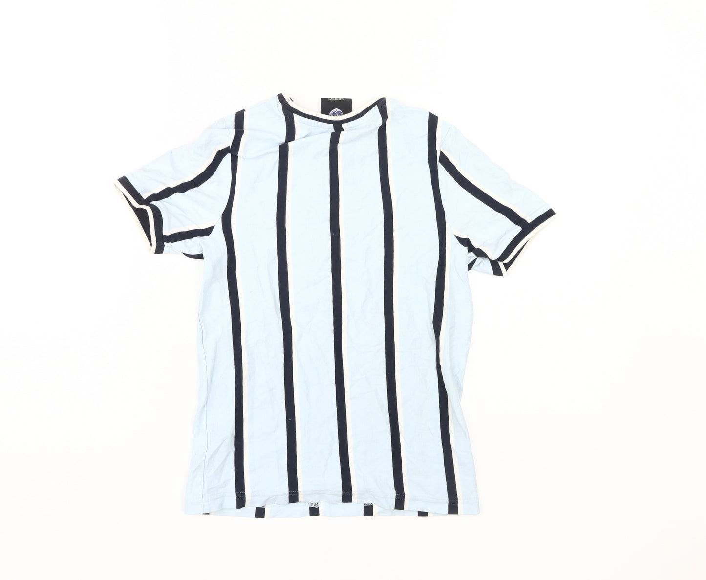 Boys Blue Striped England T-Shirt 8-9 Years Cotton Casual