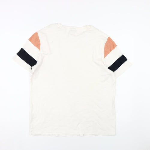 River Island Men's L White Colourblock T-Shirt