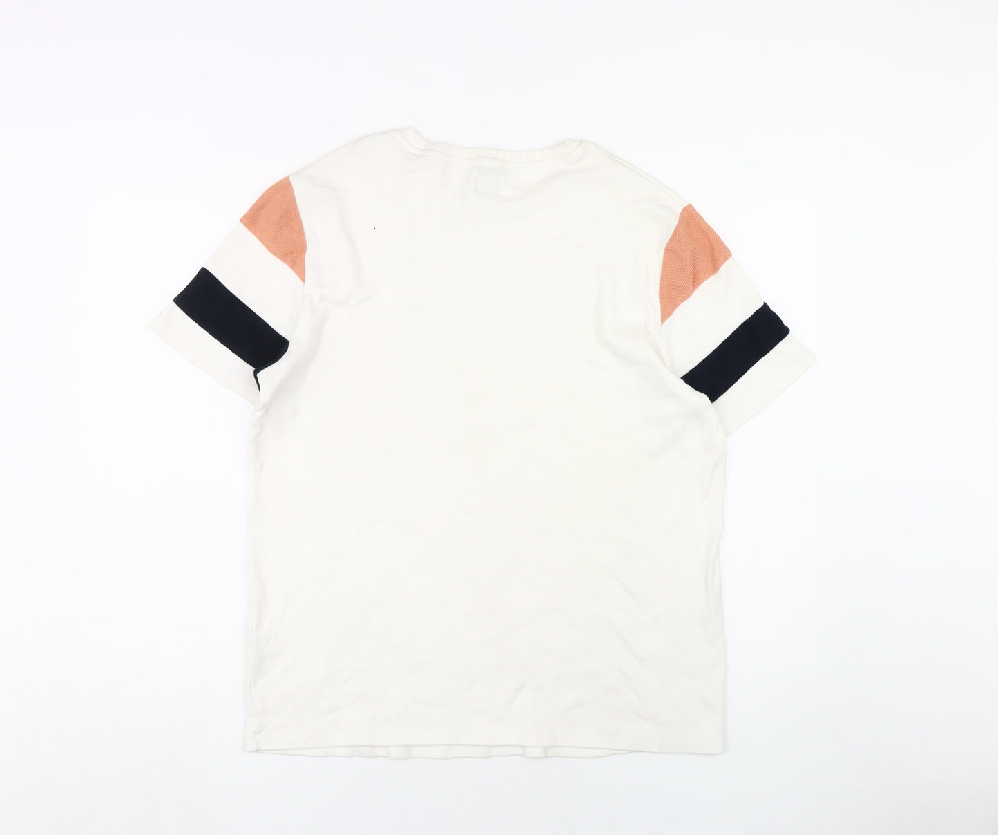 River Island Men's L White Colourblock T-Shirt