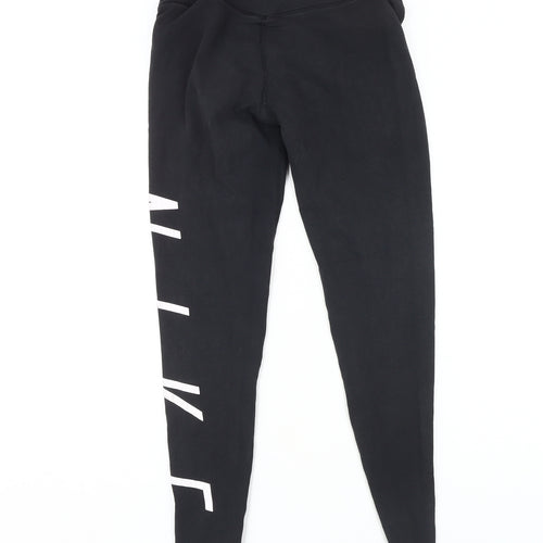 Nike Women's Black Ankle Leggings, Size S, Logo Pattern