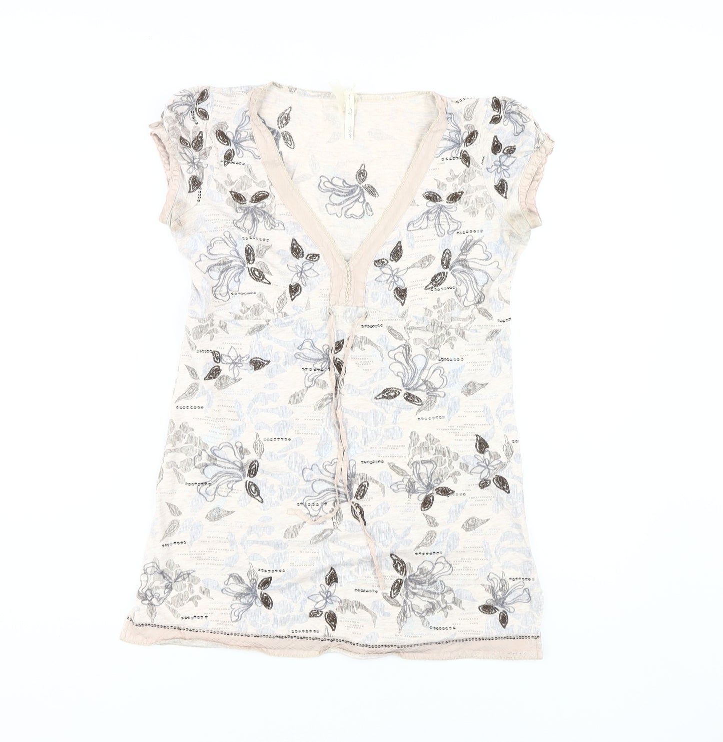 Next Women's Floral V-Neck Short Sleeve Top Size 8