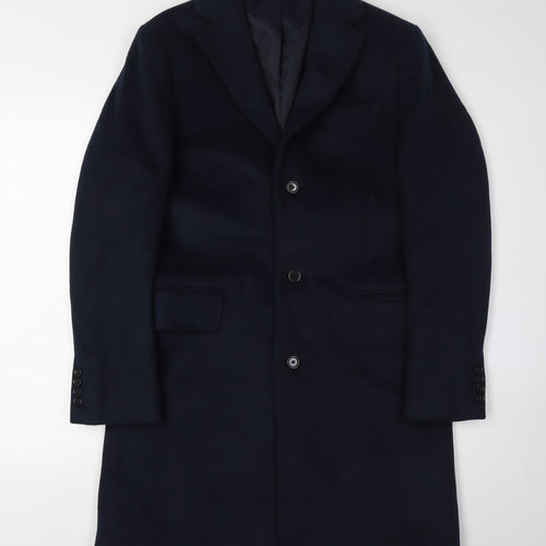 Marks and Spencer Men's Blue Wool Overcoat S