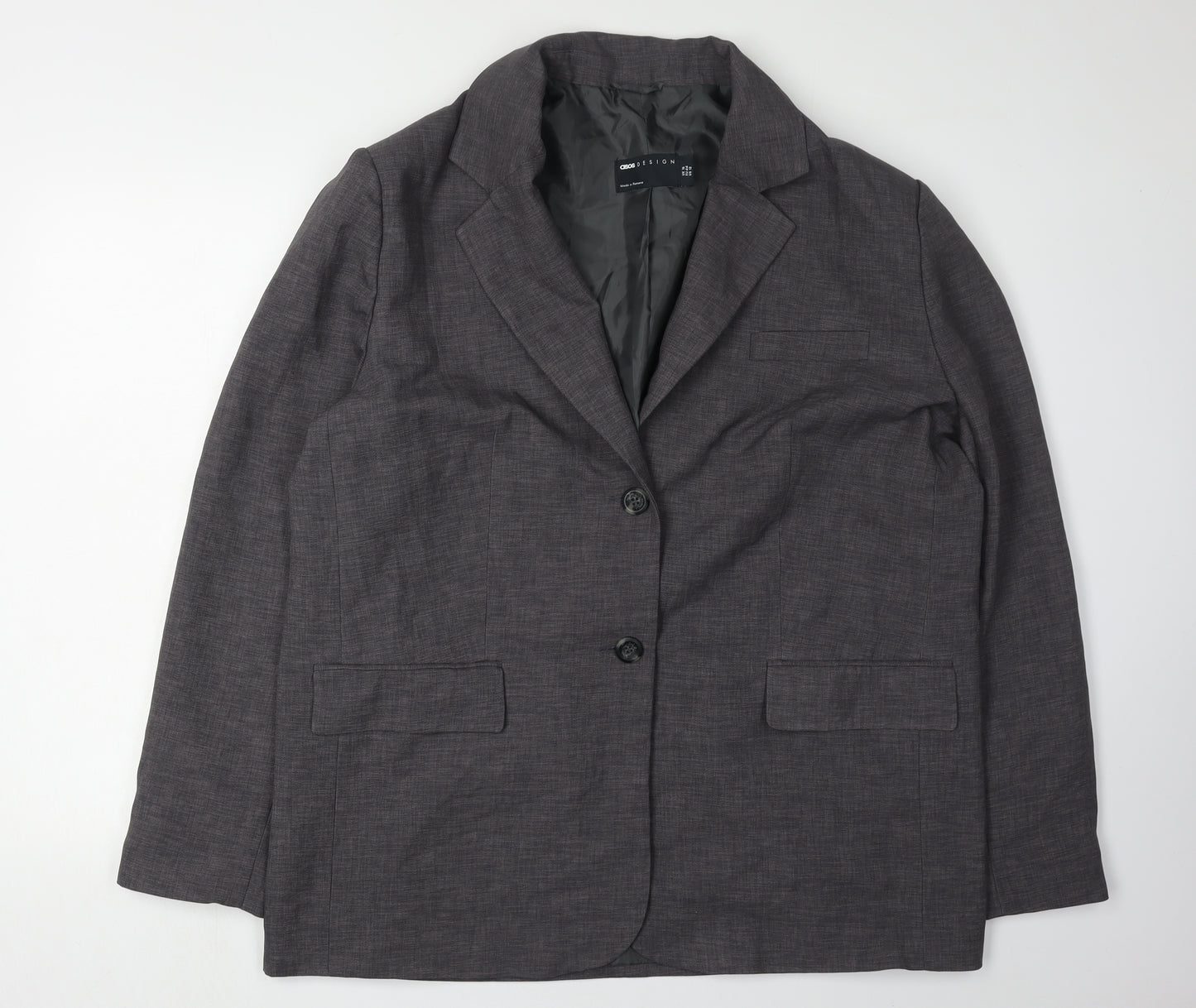 ASOS Design Women's Grey Suit Jacket, Size 16, Lined, New