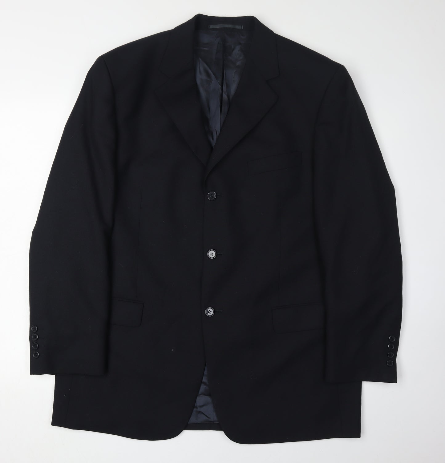 Hugo James Men's Black Blazer, Size 44R, Classic Style