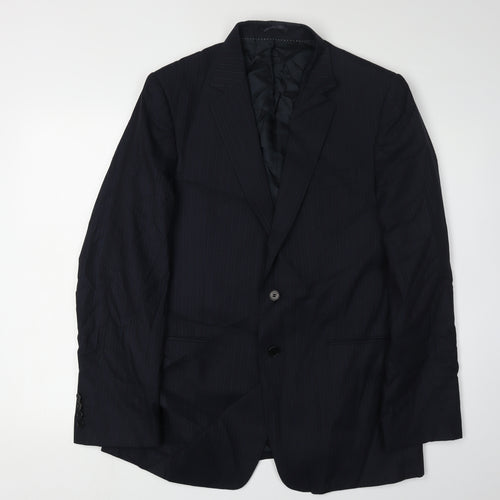 Jaeger Men's Blue Blazer 40R Single-Breasted Wool