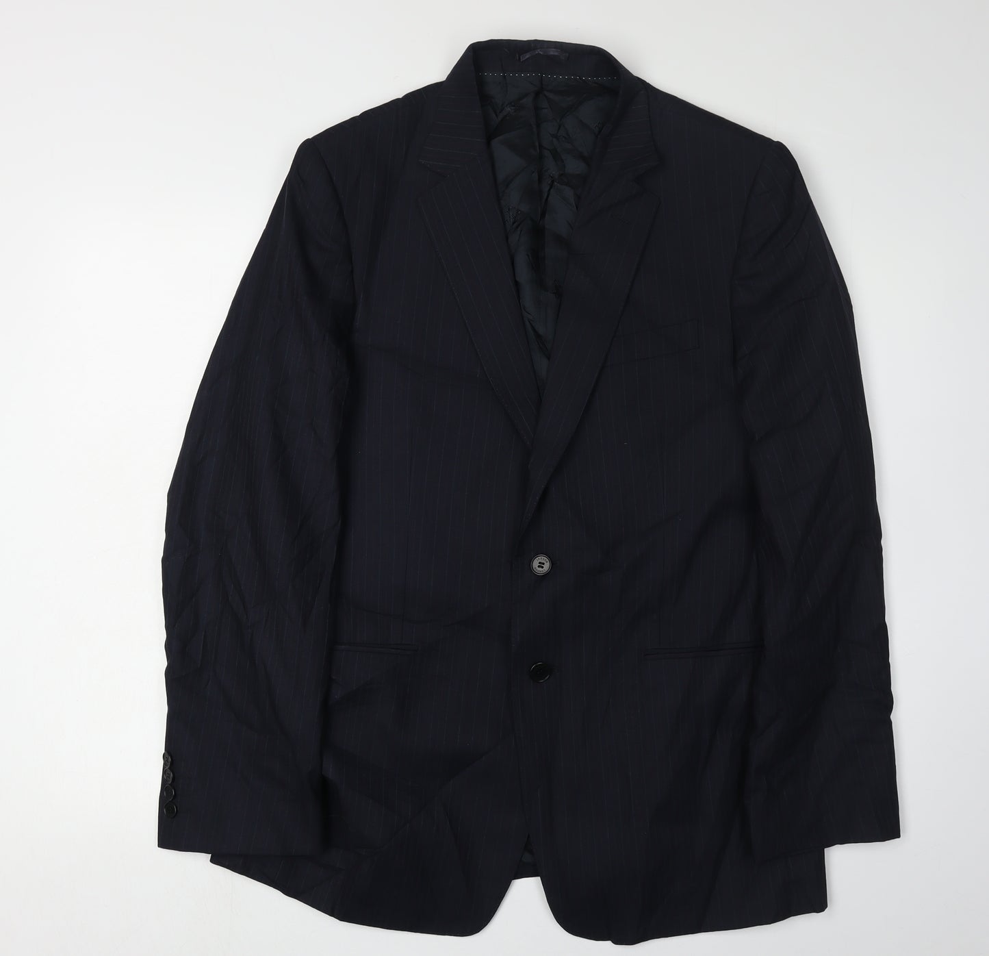 Jaeger Men's Blue Blazer 40R Single-Breasted Wool