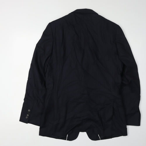 Jaeger Men's Blue Blazer 40R Single-Breasted Wool