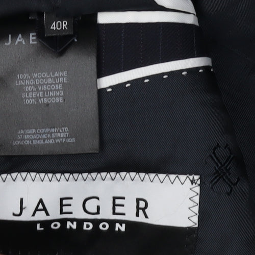 Jaeger Men's Blue Blazer 40R Single-Breasted Wool
