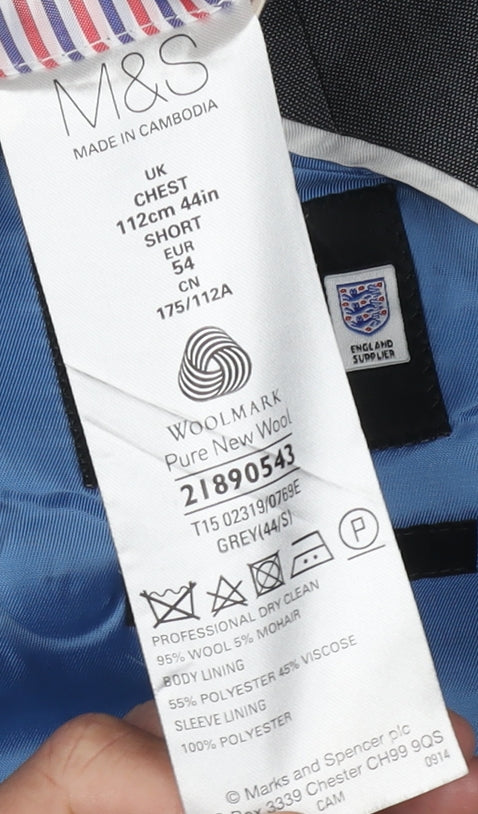 Marks and Spencer Grey Men's Wool Blazer 44S