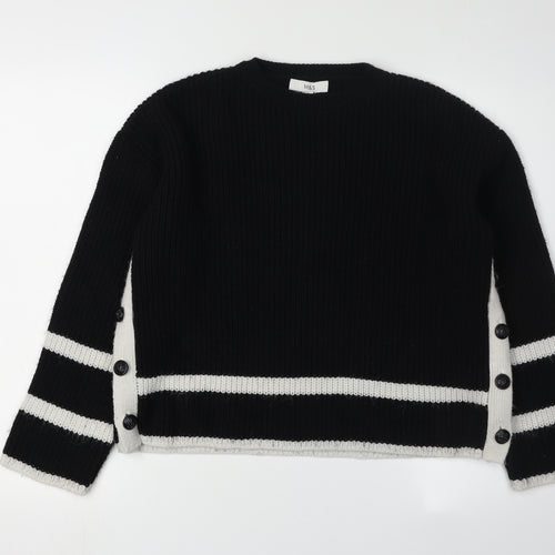 Marks and Spencer Women's Black Striped Jumper, Size S