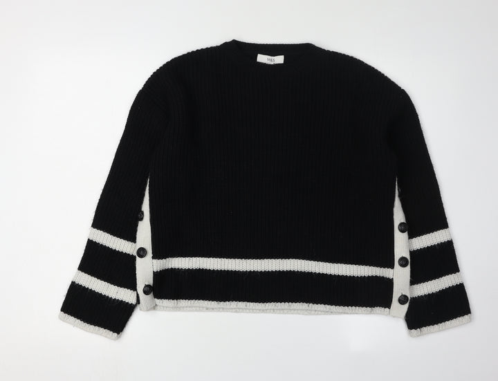 Marks and Spencer Women's Black Striped Jumper, Size S
