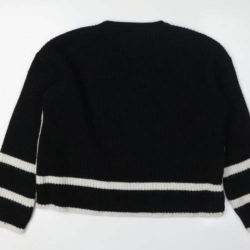 Marks and Spencer Women's Black Striped Jumper, Size S
