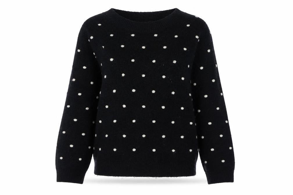 Front view of Mauvette Women's Black Polka Dot jumper, size 10