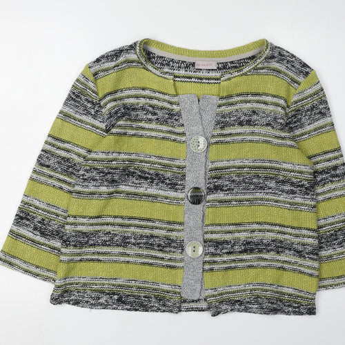 Per Una Women's Green Striped Cardigan L Casual