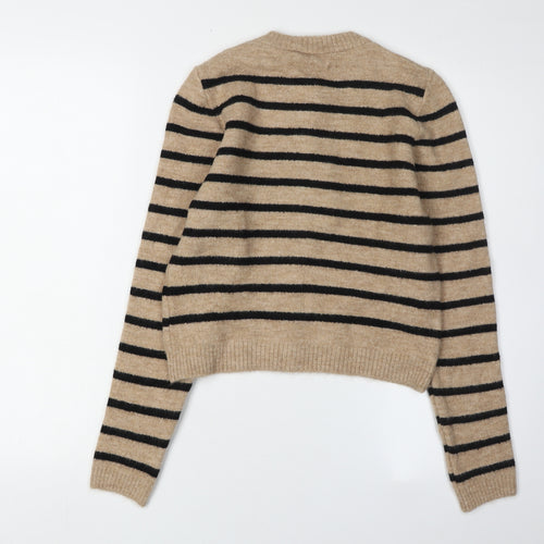 Zara Women's Beige Striped Cardigan Size 12