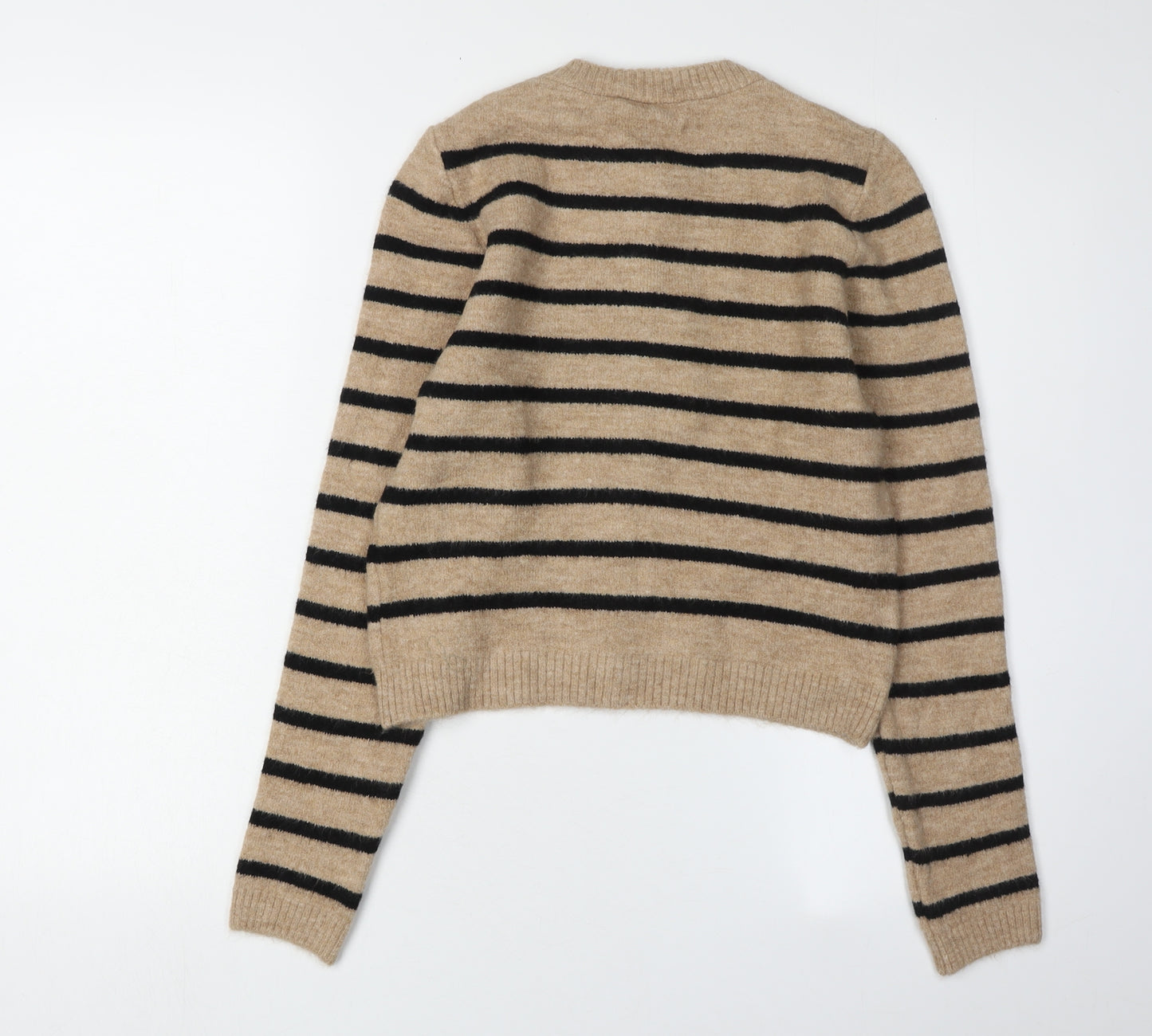 Zara Women's Beige Striped Cardigan Size 12