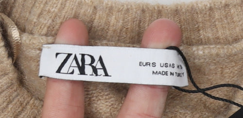 Zara Women's Beige Striped Cardigan Size 12