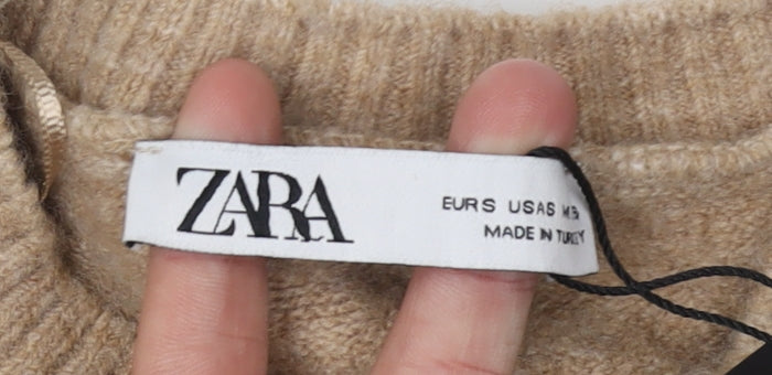 Zara Women's Beige Striped Cardigan Size 12