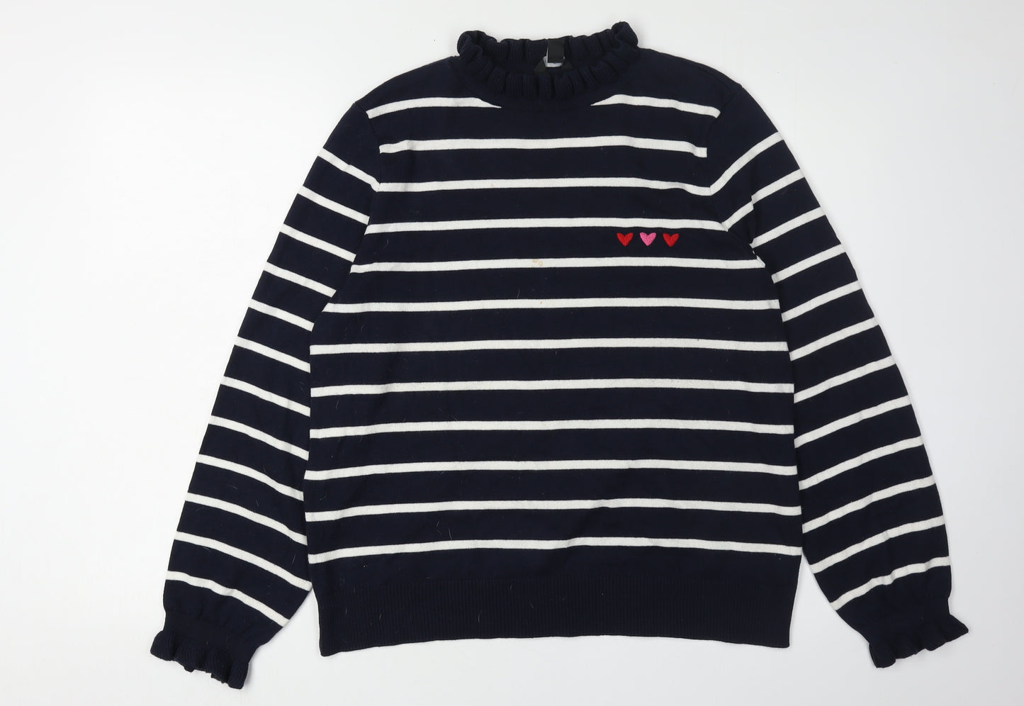 M&Co Women’s Blue Striped Pullover Jumper Size 16