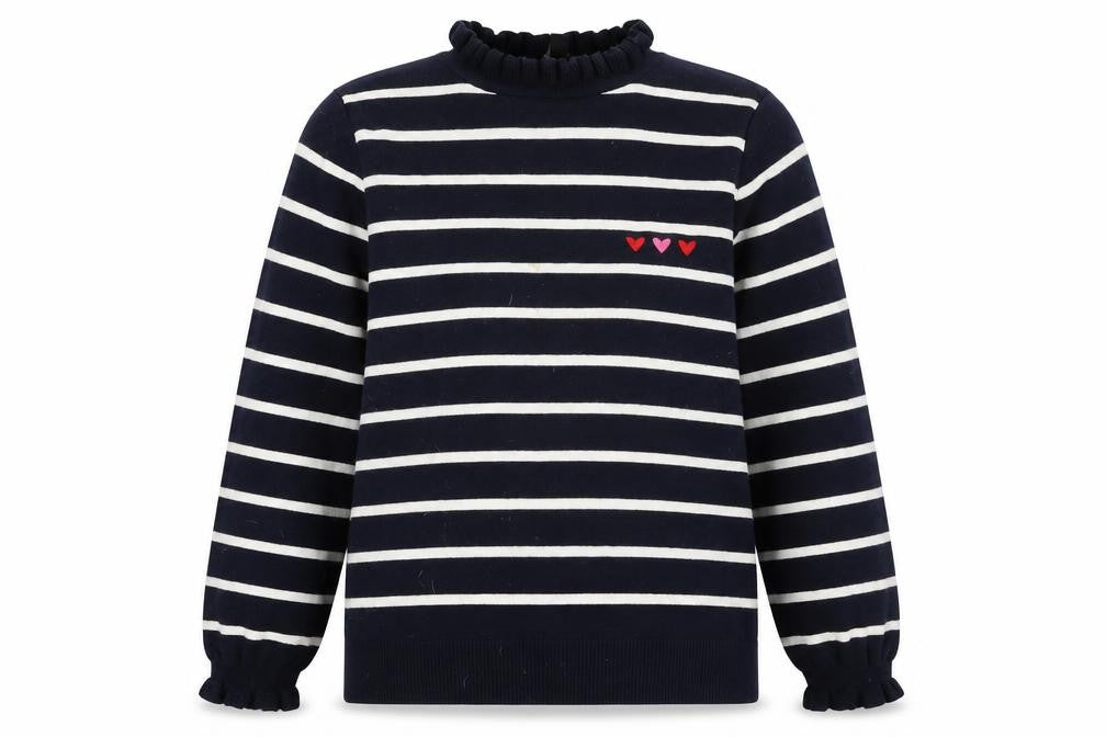 Front view of M&Co Women’s Blue Striped jumper, size UK 16