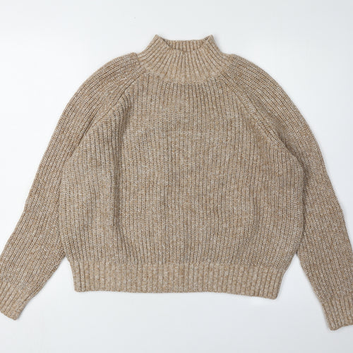Fat Face Women's Beige Mock Neck Jumper Size 14