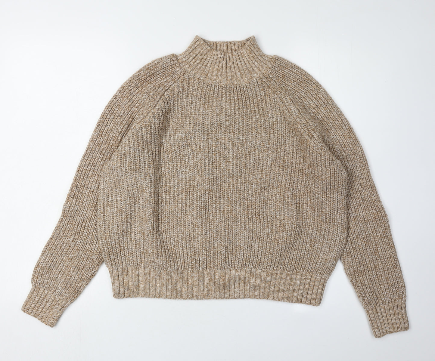 Fat Face Women's Beige Mock Neck Jumper Size 14