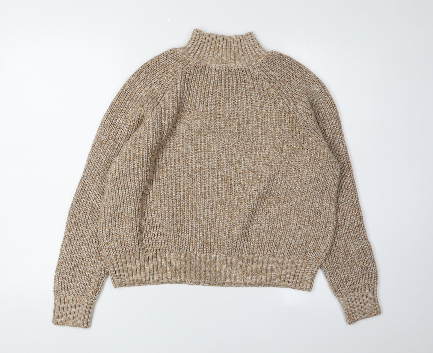 Fat Face Women's Beige Mock Neck Jumper Size 14