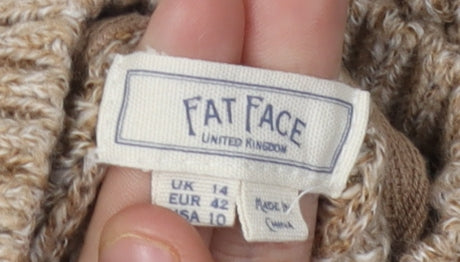 Fat Face Women's Beige Mock Neck Jumper Size 14