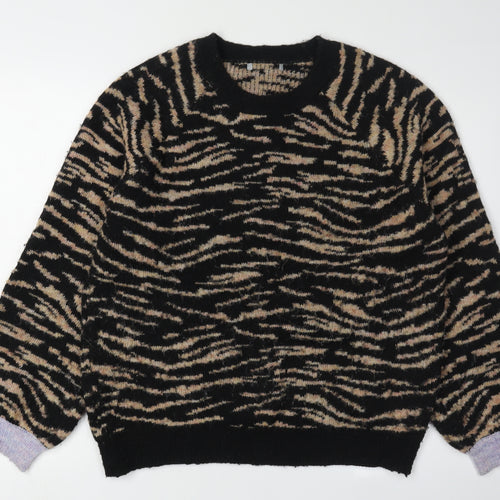 Oliver Bonas Women’s Black Animal Print Pullover Jumper Size 10