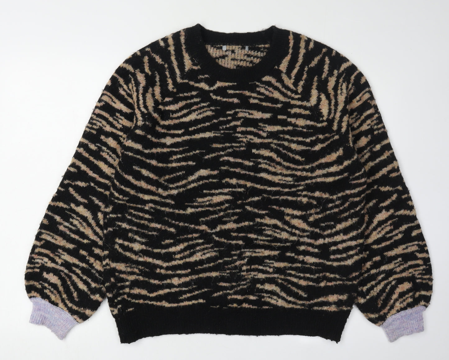 Oliver Bonas Women’s Black Animal Print Pullover Jumper Size 10