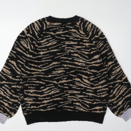 Oliver Bonas Women’s Black Animal Print Pullover Jumper Size 10