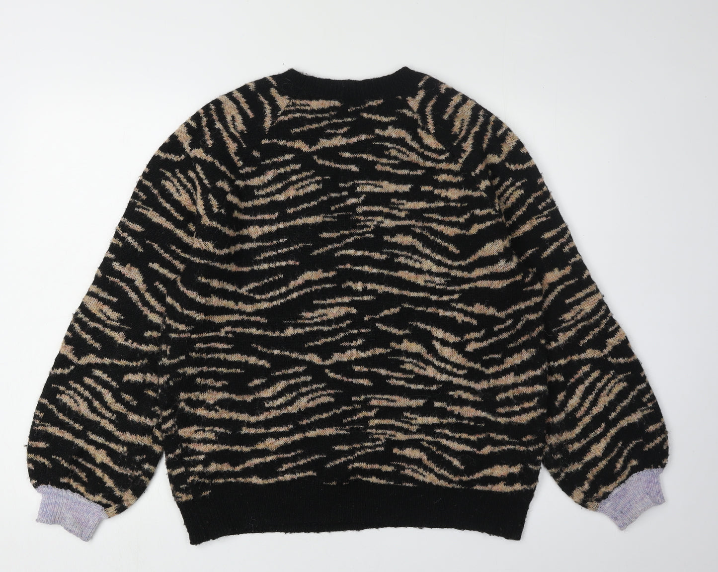 Oliver Bonas Women’s Black Animal Print Pullover Jumper Size 10