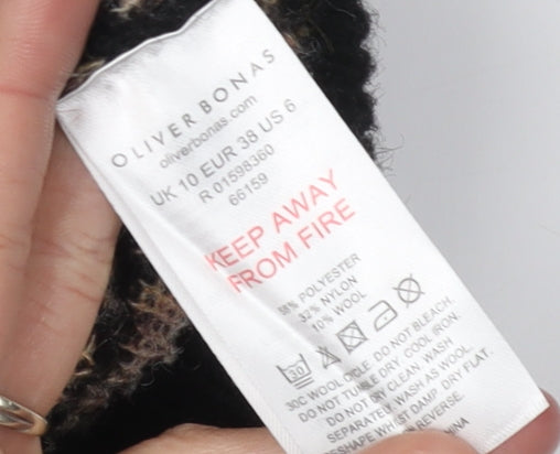 Oliver Bonas Women’s Black Animal Print Pullover Jumper Size 10