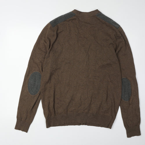 Twisted Soul Men's Brown Cardigan Size L V-Neck Cotton