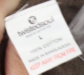 Twisted Soul Men's Brown Cardigan Size L V-Neck Cotton