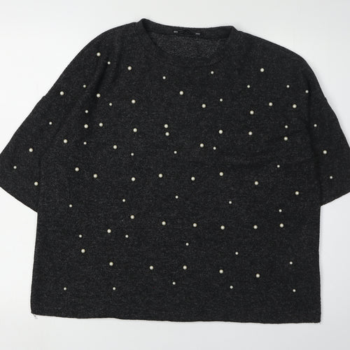 Zara Trafaluc Women’s Black Beaded Pullover Jumper S