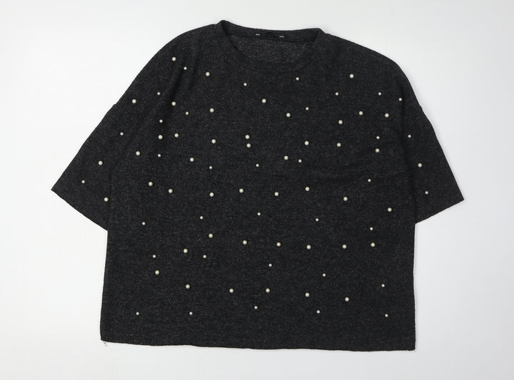 Zara Trafaluc Women’s Black Beaded Pullover Jumper S