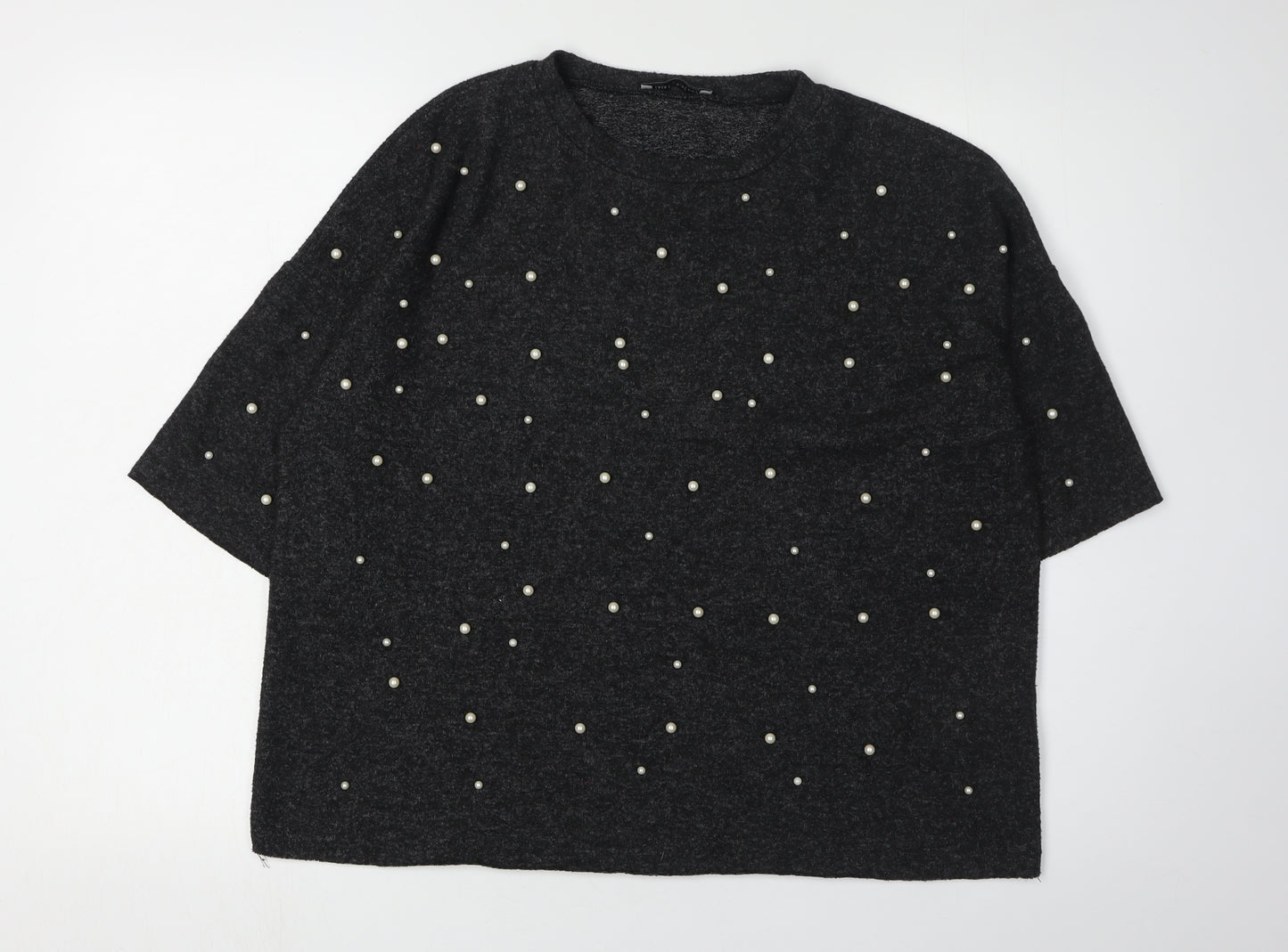 Zara Trafaluc Women’s Black Beaded Pullover Jumper S