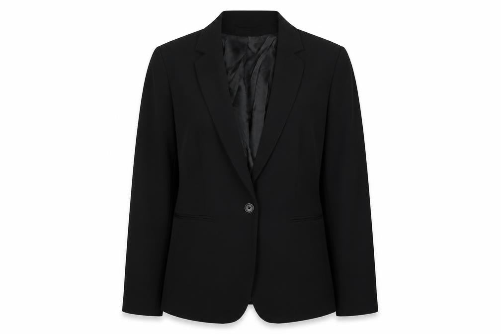 Front view of H&M Women’s Black Blazer, size UK 10, Lined, Business