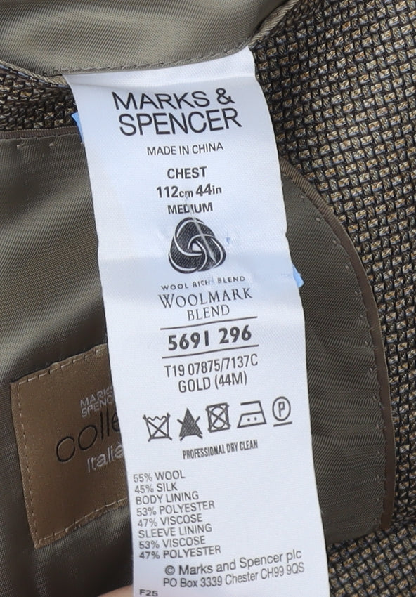 Marks and Spencer Men's Brown Wool Blazer, 44R