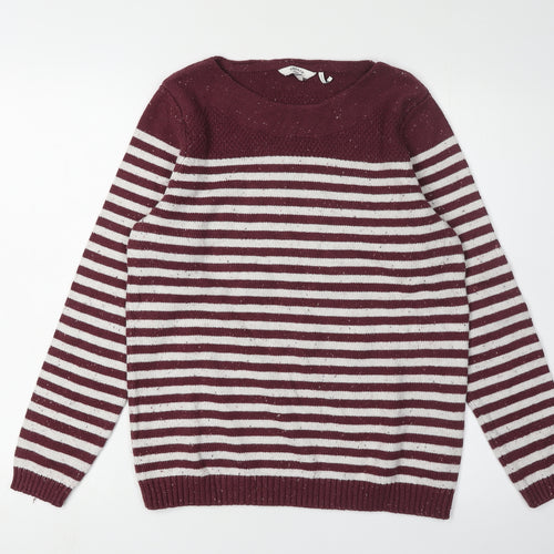 Fat Face Women's Red Striped Pullover Jumper Size 14