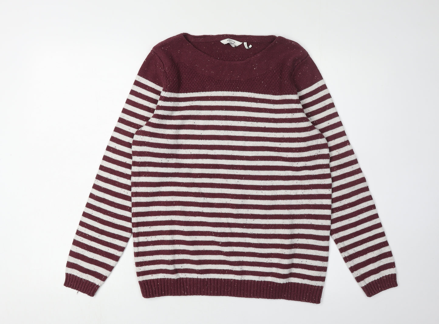 Fat Face Women's Red Striped Pullover Jumper Size 14