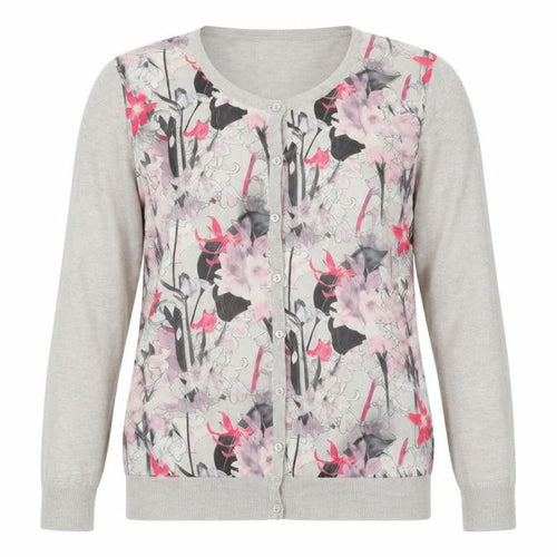 Next Women Beige Floral Cardigan Crew Neck Size 12