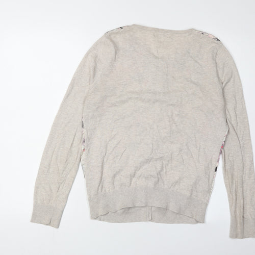 Next Women Beige Floral Cardigan Crew Neck Size 12