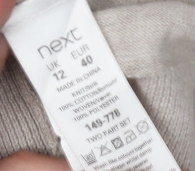 Next Women Beige Floral Cardigan Crew Neck Size 12