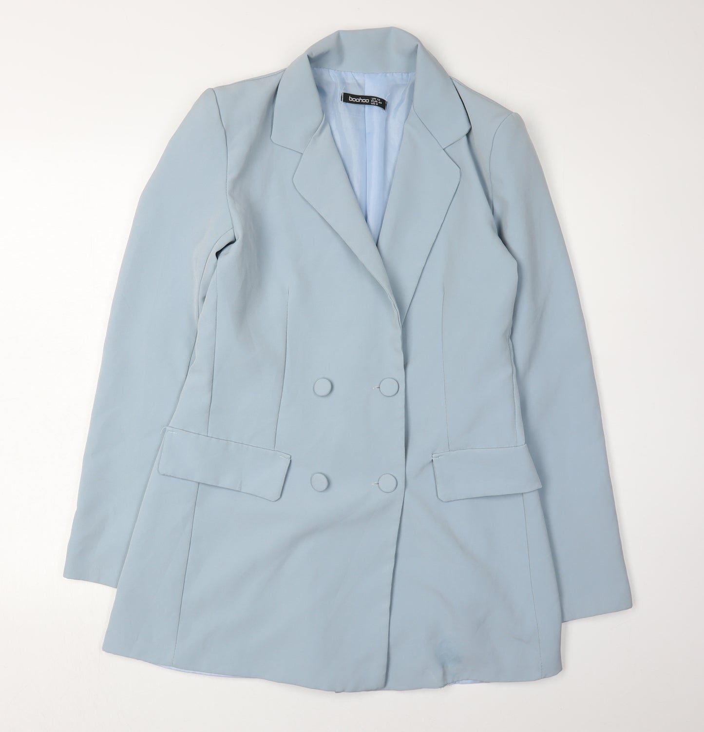 Boohoo Women's Blue Blazer UK 12 Double Breasted