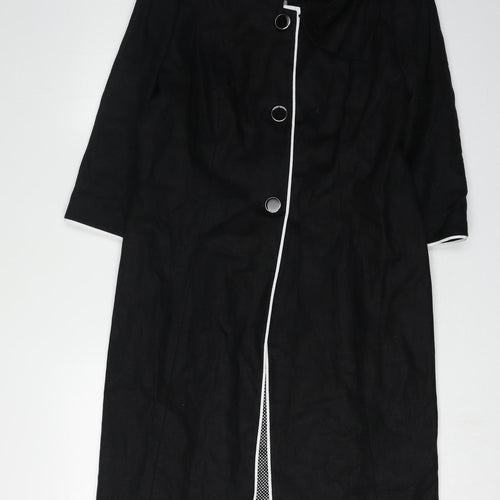 Per Una Women's Black Linen Mid-Length 3/4 Sleeve Coat